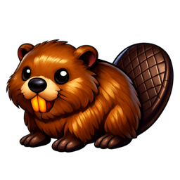 a brown beaver with a big flat tail