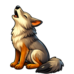 a gray-tan coyote howling