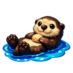 a sea otter floating on its back