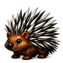 a porcupine with long black and white spikes