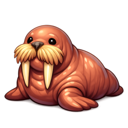 a big walrus with two long white tusks
