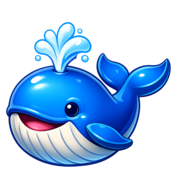 a big blue whale with a water spout