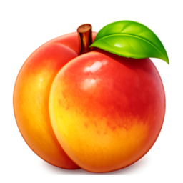 a round peach, yellow and rosy red