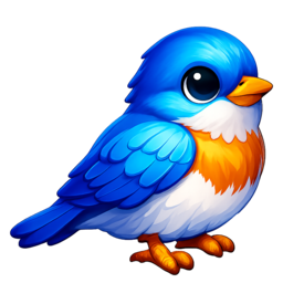 a small blue bird with an orange chest