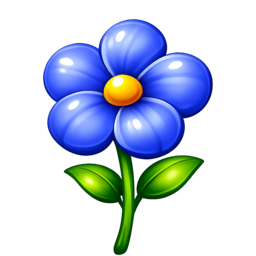 a blue flower with a yellow center