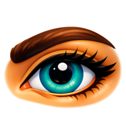 a blue eye with an eyebrow